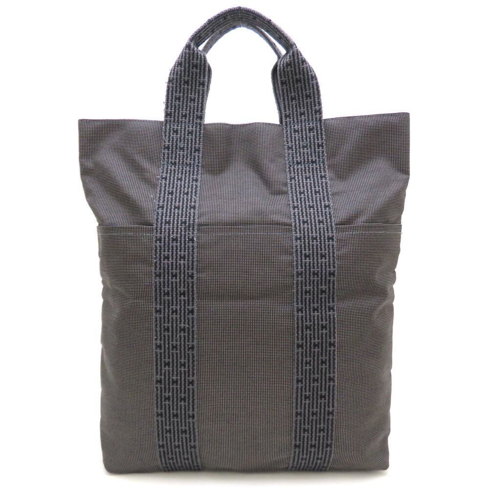 HERMES Hermes Herline Cabas Tote Handbag Nylon Canvas Gray Men's 353320
